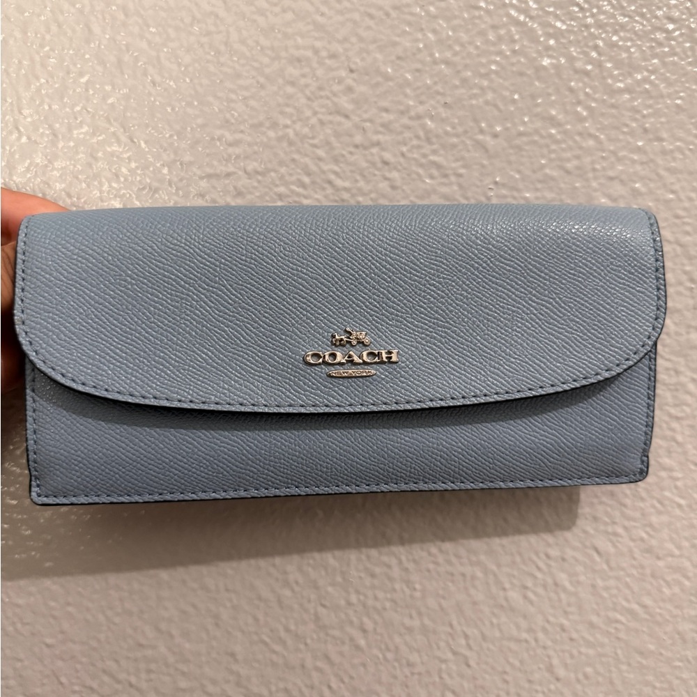 Coach Slim Leather Wallet in Waterfall Blue